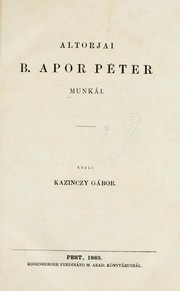 Cover of: Munkái