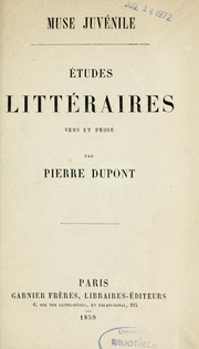 Cover of: Muse juvénile: études littéraires, vers et prose