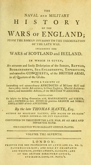 Cover of: Naval and military history of the wars of England: including the wars of Scotland and Ireland ...