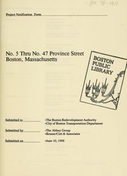 Cover of: No. 5 thru 47 province street, Boston, Massachusetts: project notification form | Abbey Group