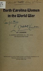 Cover of: North Carolina Women in the world war