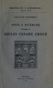 Cover of: Note e ricerche intorno a Giulio Cesare Croce