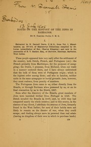 Cover of: Notes on the history of the Jews in Barbados