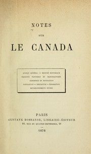 Cover of: Notes sur le Canada ...