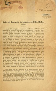 Cover of: Note sul Boccaccio in Ispagna nell'Eta Media.  (Schluss)