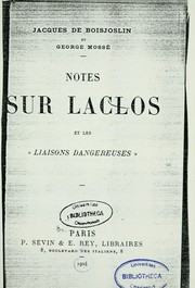 Cover of: Notes sur Laclos et les "Liaisons dangereuses" by Jacques de Boisjoslin