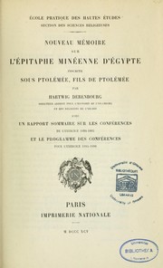 Cover of: Nouveau mémoire sur l'épitaphe minéenne d'Egypte inscrite sous Ptolémée, fils de Ptolémée by Hartwig Derenbourg