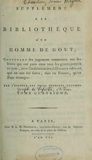 Cover of: Nouvelle bibliothèque d'un homme de goût: ou, Tableau de la littérature ancienne et moderne