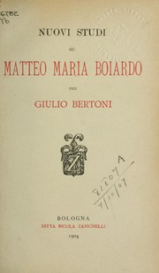 Cover of: Nuovi studi su Matteo Maria Boiardo