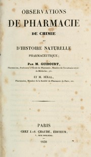 Cover of: Observations de pharmacie: de chimie et d'histoire naturelle pharmaceutique