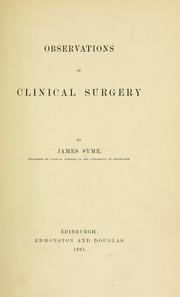 Cover of: Observations in clinical surgery