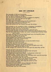 Cover of: Ode on Lincoln by Isaac Pitman Noyes