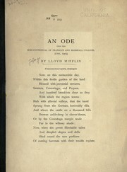 Cover of: An ode upon the semi-centennial of Franklin & Marshall college, June, 1903 by Lloyd Mifflin