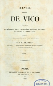 Cover of: Oeuvres choisies de Vico, contenant ses mémoires