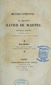 Cover of: Oeuvres complètes de m. le comte Xavier de Maistre