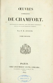Cover of: Oeuvres complètes de Chamfort by Sébastien-Roch-Nicolas Chamfort