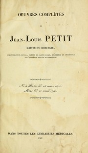 Cover of: Oeuvres complêtes de Jean-Louis Petit ...