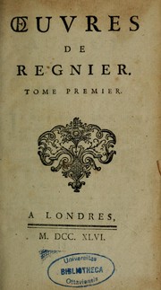 Cover of: Oeuvres de Régnier by Mathurin Régnier