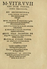 Cover of: M. Vitrvvii viri svae professionis pertissimi De architectvra libri decem by Vitruvius Pollio