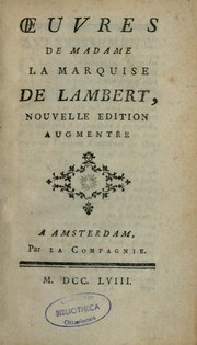 Cover of: Oeuvres by Anne-Thérèse de Lambert