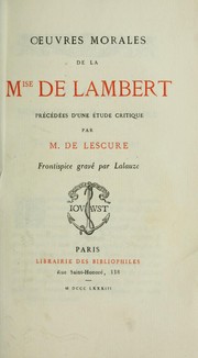 Cover of: Oeuvres morales de la Mise de Lambert
