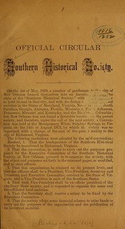 Official circular by Southern Historical Society