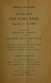 Cover of: Official program: Huntingdon old home week, September 5-11, 1909