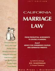 Cover of: California Marriage Law (California Marriage Law, 13th ed)