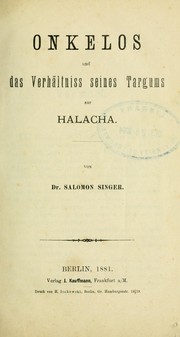 Cover of: Onkelos und das verhältniss seines Targums zur Halacha