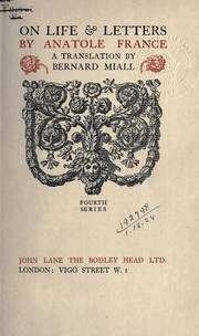 Cover of: On life & letters