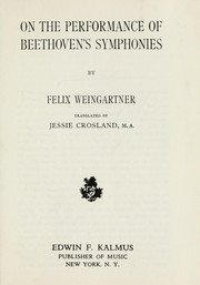 Cover of: On the performance of Beethoven's symphonies