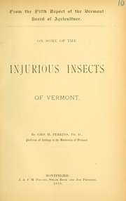 Cover of: On some of the injurious insects of Vermont