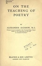 Cover of: On the teaching of poetry