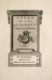 Cover of: Opere del conte Algarotti