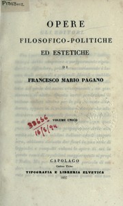 Cover of: Opere filosofico-politiche ed estetiche by Francesco Mario Pagano