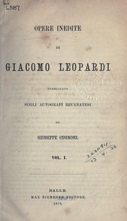 Cover of: Opere by Giacomo Leopardi