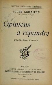 Cover of: Opinions à répandre