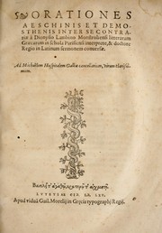 Cover of: Orationes Aeschinis et Demosthenis inter se contrariae ©  Dionysio Lambino ... by Aeschines