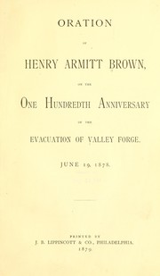 Cover of: Oration of Henry Armitt Brown by Henry Armitt Brown