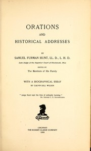Cover of: Orations and historical addresses