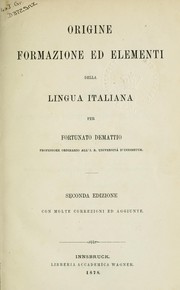Cover of: Origine, formazione ed elementi della lingua Italiana