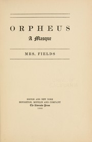 Cover of: Orpheus: a masque