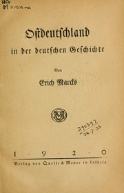 Cover of: Ostdeutschland in der deutschen Geschichte by Erich Marcks