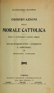 Cover of: Osservazioni sulla morale cattolica by Alessandro Manzoni