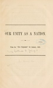 Cover of: Our unity as a nation. by Vingut, Gertrude (Fairfield) Mrs