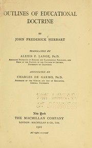 Cover of: Outlines of educational doctrine by Johann Friedrich Herbart