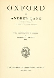 Cover of: Oxford by Andrew Lang