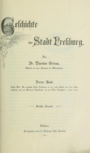 Cover of: Geschichte der Stadt Pressburg by Theodor Ortvay