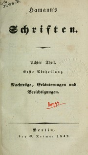 Cover of: Hamann's Schriften
