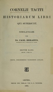 Cover of: Cornelii Taciti Historiarum libri qui supersunt by P. Cornelius Tacitus